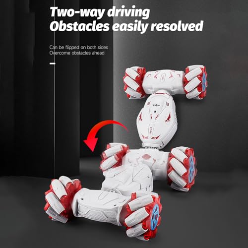 GoolRC Remote Control Car, Gesture Sensing RC Stunt Car with Spray & Lights & Music, 2.4GHz 4WD RC Cars with 360° Rotating, 3 Control Mode Toy Vehicle (Red)
