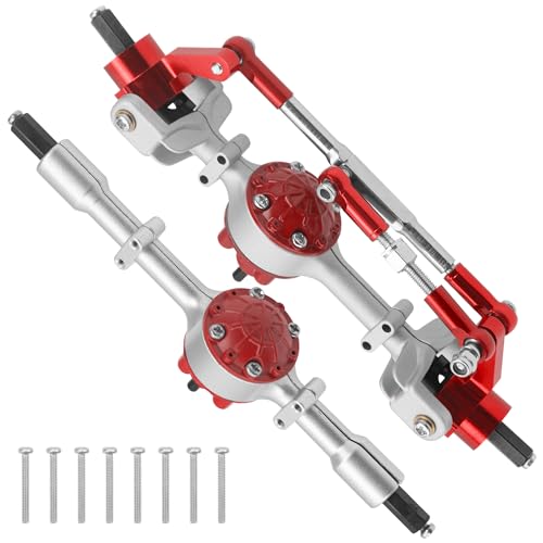 Metal Front & Rear Portal Axle Set Upgrades Parts Compatible with WPL C14 C24 C34 C44 B14 B24 1/16 RC Car (Silver) - color: Silver
