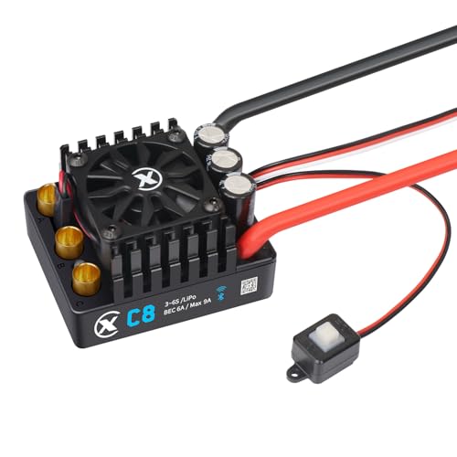 XC C8 Sensorless Brushless ESC for 1/8 RC Car,3-6S 160A | Bluetooth APP Programming,6.0V/7.4V/8.4V BEC,IP67,Multiple protection - size: No Connector