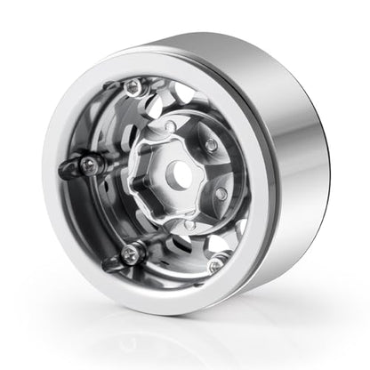 Aluminium 1.55" RC Beadlock Wheel Hub Rims for Axial UTB18 D90 TF2 CC01 AX90069 MST JIMNY 1/10 RC Crawler Trail Truck Car Upgrade Parts (Silver) - color: Silver