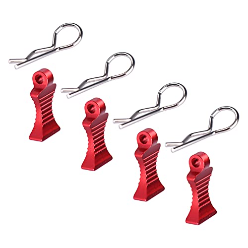 AIMROCK RC Body Clips R Pins 30-Degree Angle With Pull Tabs for 1/10 1/12 Traxxas Arrma Axial Losi HPI Car Crawler Truck Buggy (Red) - color: Red