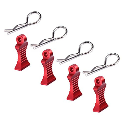AIMROCK RC Body Clips R Pins 30-Degree Angle With Pull Tabs for 1/10 1/12 Traxxas Arrma Axial Losi HPI Car Crawler Truck Buggy (Red) - color: Red
