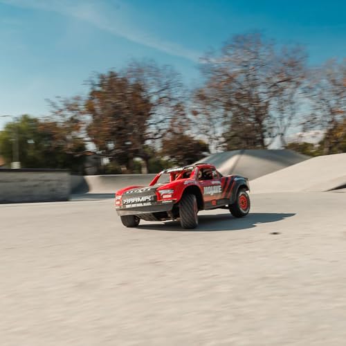 ARRMA Mojave GROM 4x4 SMART RC Desert Truck, RTR, Red/Black | Small Scale, Battery and Charger Included, ARA2104T1 - color: Red