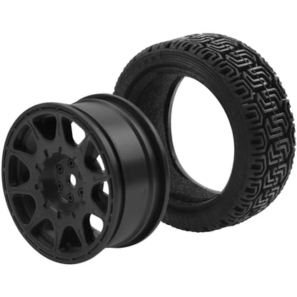 1/10 RC On Road Tires & Nylon Wheel Rims 12mm Hex OD70mm Rubber Tires Compatible with Tamiya TT01 TT02 XV01 HSP HPI Kyosho Traxxas WLtoys 1/10 1/12 On-Road Touring Car (Black) - color: Black