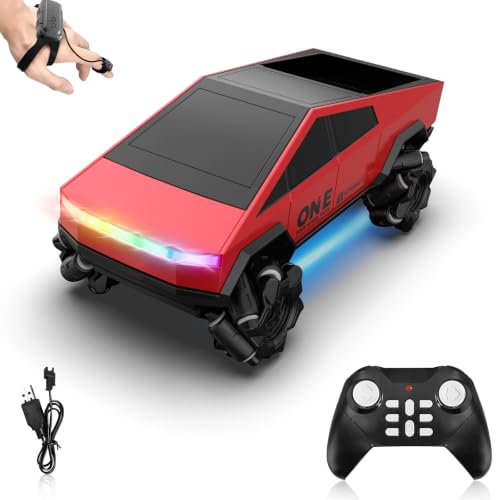Gesture Sensing RC Stunt Car Toys for 6-12 Years Old Boys Girls, 1/28 Scale 4WD RC Drift Car, 2.4Ghz RC Cars, Seven Light Modes Hand Controlled 360°Rotating Cool Birthday Gifts for Kids - color: Red