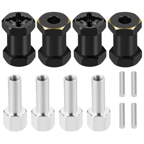 4PCS 12mm Hex Drive Hubs Combiner Coupler Counterweight Brass Extended Hex Wheel Hubs 17mm/20mm/25mm Thick Wheel Spacers Offsets for 1/10 SCX10 90046 D90 RC Crawler Car Upgrades (20mm) - color: 20mm