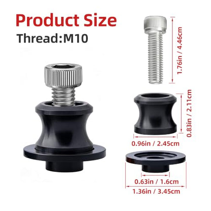 Goldfire 2pcs 10MM M10 X1.25 Motorcycle Swing arm Sliders Spools CNC Swing Arm Stand Screw for FZR 1000/600R/400 for Kawasaki Z750 /Z750S/ Z750R /ER-6F /ER-6N /Duke 125/200/390 (Black) - color: Black