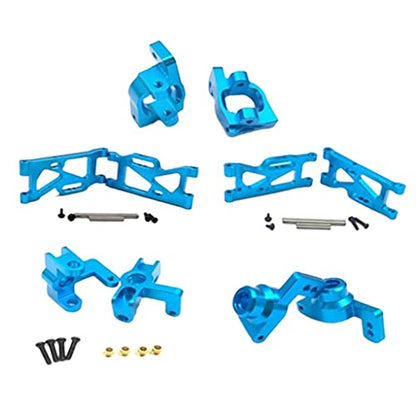 5Pcs 14th RC Car Truck Parts Rear Hub Carriers Set Fits WLtoys 144001 - Upgrade Your Kit with Weight & Aluminum Construction - Perfect for DIY Enthusiasts and - Blue, Red - color: Blue