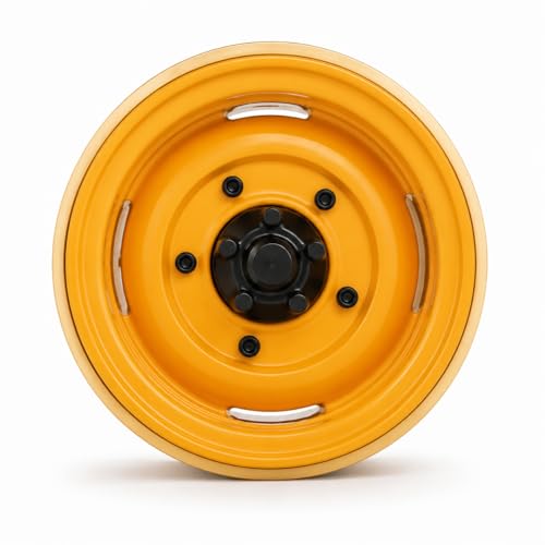 1.9" Aluminum Beadlock 4-Slot Road Wheels with Brass Weights for 1/10 RC Crawler Upgrade, Compatible with FMS FCX10, SCX10,TRX4,TRX6(2pcs) Yellow - color: Yellow