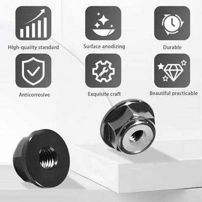 12Pcs M2 Flange Lock Nuts Metric Nylon Inserted Hex Self-Lock Non-Slip Aluminium Self Clinching Nuts for 1/24 RC Car Axial SCX24 Furniture DIY Industrial Construction Fasteners - color: Black, size: 12Pcs