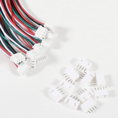 Alinan 20pcs JST-XH2.54mm 4 Pin Connector Kit, Included 10pcs Mini 4 Pin 24AWG Female Connector Plug with 150mm Cable Wire and 10pcs Micro 4Pin Male Connector Plug - color: 4Pin 24AWG 150mm Cable