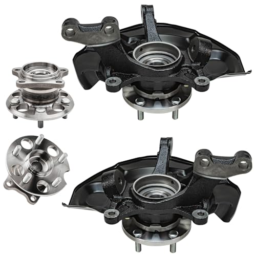 Detroit Axle - AWD 4pc Steering Knuckles Kit for 04-07 Toyota Highlander | w/ABS on Axle, 2 Front Steering Knuckles & Wheel Bearing Hubs 2 Rear Wheel Bearing Hubs 2004 2005 2006 2007 Replacement - size: 4UW48746/Kit