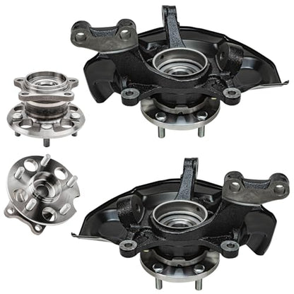 Detroit Axle - AWD 4pc Steering Knuckles Kit for 04-07 Toyota Highlander | w/ABS on Axle, 2 Front Steering Knuckles & Wheel Bearing Hubs 2 Rear Wheel Bearing Hubs 2004 2005 2006 2007 Replacement - size: 4UW48746/Kit