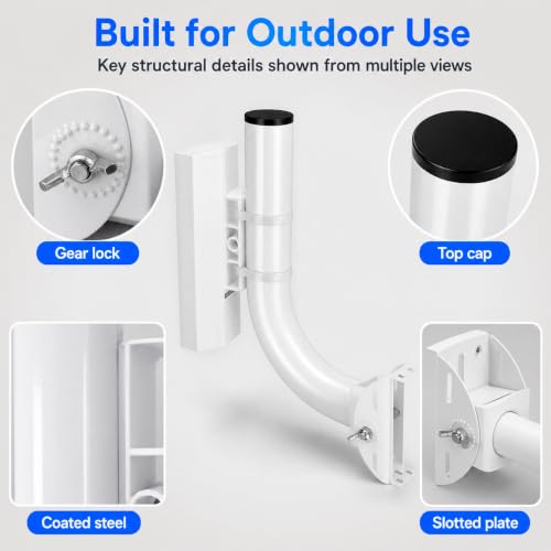 QWORK Universal Wireless Bridge Bracket Mount, 2-Pack 150° Adjustable Antenna J-Pole Mount for Outdoor Access Point, CPE, Client Bridge – Wall & Pole Mounting Kit with Hardware