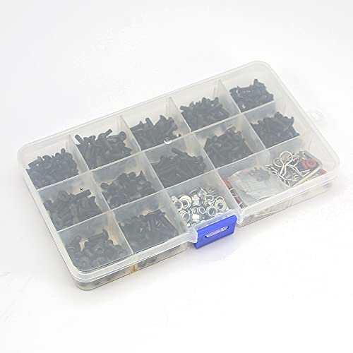 510pcs Universal RC Screw Kit Screws Assortment Set, Repair Tool M3 M4 Hex Screws RC Repair Tool Kit Hardware for 1:8 1:10 1:12 1:16 Scale RC Cars Trucks Crawler