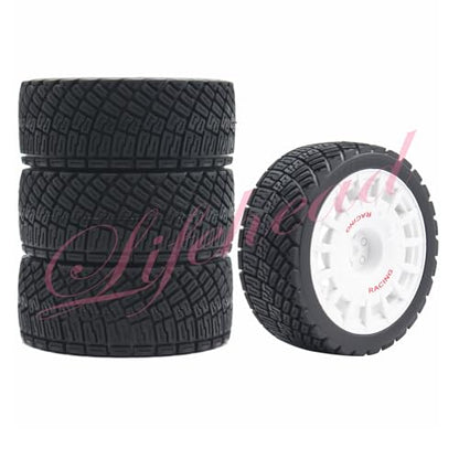 Lifehead 67mm RC On-Road Rally Car Tires and Wheels for 1/10 RC On-Road Touring Drift Car HSP Tamiya XV01 TT01 TT02B HPI Kyosho FAZER MK2 /12mm Hex - color: White B