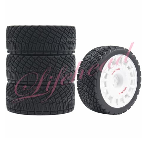 Lifehead 67mm RC On-Road Rally Car Tires and Wheels for 1/10 RC On-Road Touring Drift Car HSP Tamiya XV01 TT01 TT02B HPI Kyosho FAZER MK2 /12mm Hex - color: White B