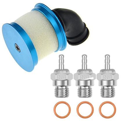 RC Aluminum Capped Air Filter Element Sponge 04104 Upgrade Parts & RC Glow Plug #4 N4 Medium Hot Spark Nitro Engine Parts 70117