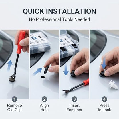 100 Pcs Car Bumper Clips Kit, Car Plastic Rivets Fasteners Push Retainer Kit with Sizes Auto Push Pin Rivets Set, Universal Expansion Screw Clips (Black)