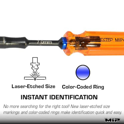 MIP 9804 7.0mm Metric Hex Nut Driver RC Tool – Precision Grip Hex Screwdriver with Deep Socket for RC Car Repair, Made 100% in USA - size: 7.0mm