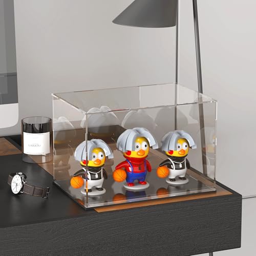 Acrylic Display Case for Collectibles and Toys, Versatile Clear Acrylic Display Box with Black Base for DIY Dollhouse and Tiny House, 10x8x9-inch - size: 10"L x 8"W x 9"H