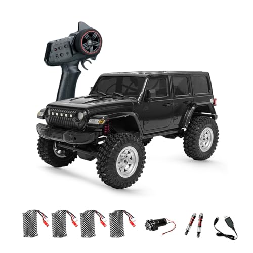 1/18 Scale 4WD RC Crawler, Full Proportional Off Road Remote Control Truck with LED Lights, Waterproof ESC, High Torque Motor, All Terrain RC Drift Vehicle Model for Adults - size: 4 Battery
