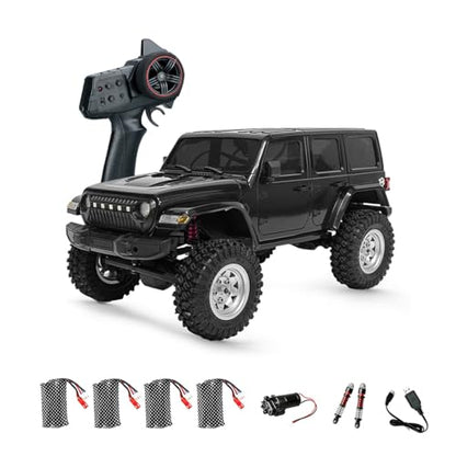 1/18 Scale 4WD RC Crawler, Full Proportional Off Road Remote Control Truck with LED Lights, Waterproof ESC, High Torque Motor, All Terrain RC Drift Vehicle Model for Adults - size: 4 Battery