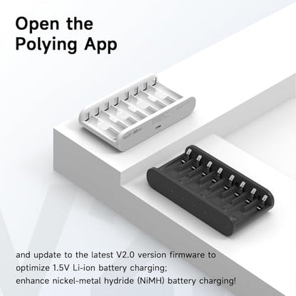 ISDT Battery Charger AA AAA Rechargeable Batteries 8-Bay Portable Smart Charger Fast Charging USB Input Port for 1.2V NiMH NiCd 1.5V Li-lon LiFePO4 Batteries with Bluetooth APP Connection (Black) - size: 8 Slot