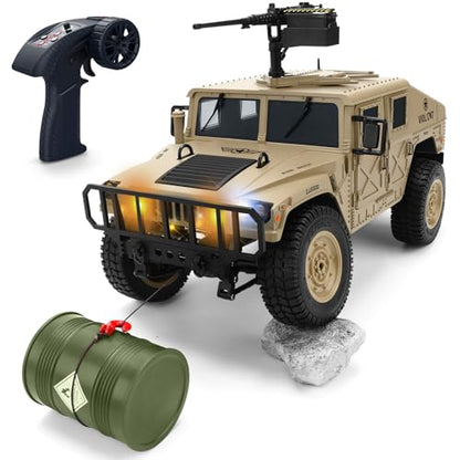 Remote Control Truck-4x4 Off-Road RC Trucks Army Rock Crawler Humme, RTR 40Mins Play Time All Terrain RC Off Road Jeep Cars with Winch,Lights&Openning Door, Military Armored Vehicle Toys Gift for Boys - color: Khaki