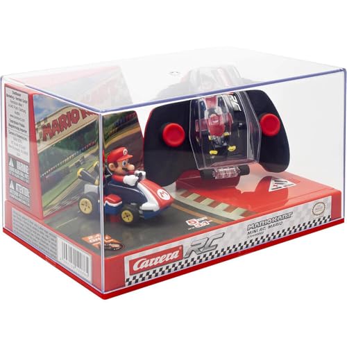 Carrera RC Nintendo Mario Kart 2.4 GHz Mini Collectible Radio Remote Control Toy Car Vehicle - Mario | Official Licensed Mario Miniature Collectible Toy RC Car for Kids 6+, Ready To Run, Rechargeable Battery, Radio RC Racing - style: Mario