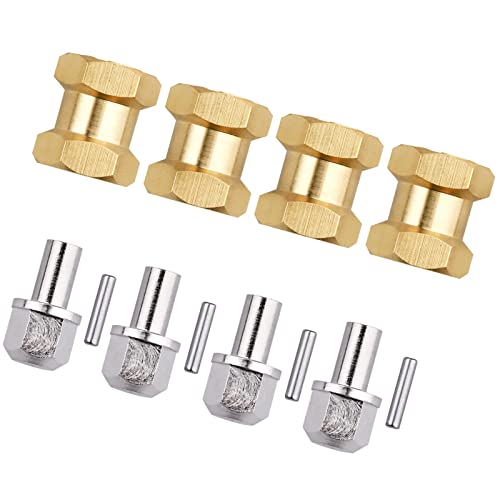 4pcs 12mm Brass Wheel Hex Hub Offset Extension Hex Drive Adapter Combiner Coupler Conversion for 1/10 RC Crawler Axial SCX10 CC01 Jeep Wrangler D90 Wraith (15mm) - size: 15mm
