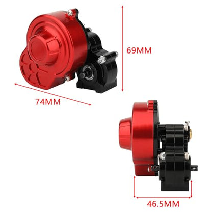 All Metal Complete Gearbox Transmission with Motor Gears for 313mm Wheelbase 1/10 RC Crawler Truck Axial SCX10 & SCX10 II DIY Upgrade Parts (red-Black) - color: Red-black