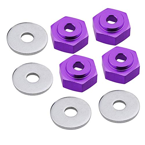 4PCS Aluminum Alloy 12mm Turn to 17mm Wheel Rim Hex Adapter for 1/10 RC On Road Car Buggy Truck Can Use 1/8 Tires(Purple) - color: Purple