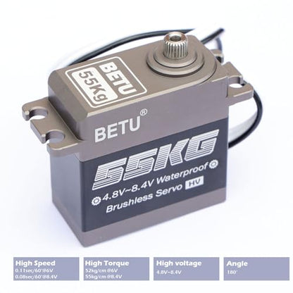 55kg Brushless Servo, Waterpoof and High Speed Servo | RC Servo Compatible with 1/5, 1/6, 1/8, 1/10 RC Car/Robot/Boat/Airplane
