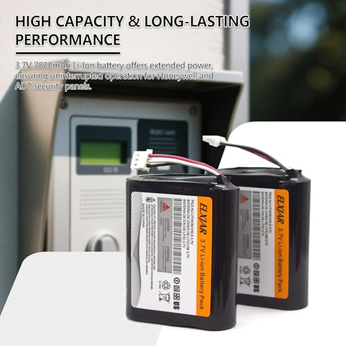 (2-Pack) 3.7V 7800mAh Battery for 300-10186, AI05-2, AI07-1 | Fits AI07-2, Pro 7 and compatible ADT Command smart security panels; rechargeable replacement battery pack.