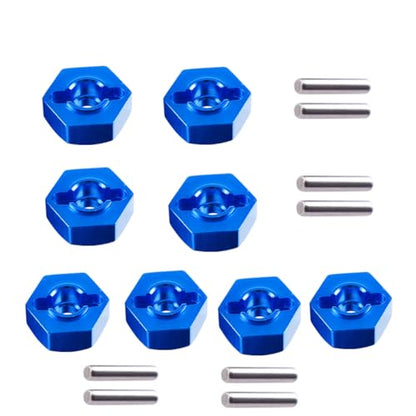 8pcs/Set Aluminum 12mm Wheel Hex Hubs Drive Adapter 5mm Thickness with 2x10mm pins for Redcat Axial HSP WLtoys Himoto Truck Model Car Upgrade Parts(Navy Blue) - color: Navy Blue