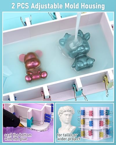 Nicpro 170oz Silicone Mold Making Kit 15A, Translucent Silicones Rubber | Non-Toxic Flexible & Food Safe Mold Kit, Mix Ratio 1:1 Casting Silicone for Resin with Frame Housing - size: 170oz