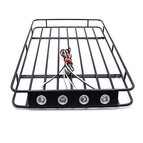 LCX Racing 1/10th RC Crawler Car Metal Roll Cage Luggage Tray Roof Rack for Axial SCX10 II 90046 TRX4 Redcat Gen8 Scout II, Upgrades Parts Accessories