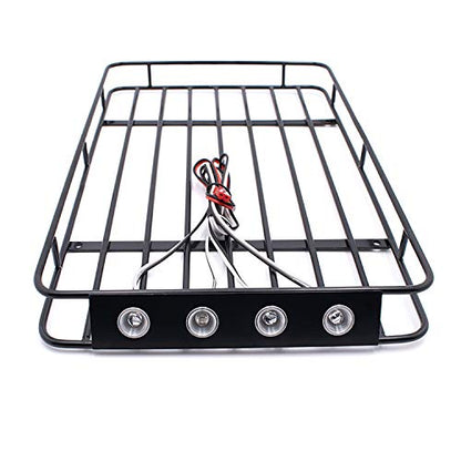 LCX Racing 1/10th RC Crawler Car Metal Roll Cage Luggage Tray Roof Rack for Axial SCX10 II 90046 TRX4 Redcat Gen8 Scout II, Upgrades Parts Accessories