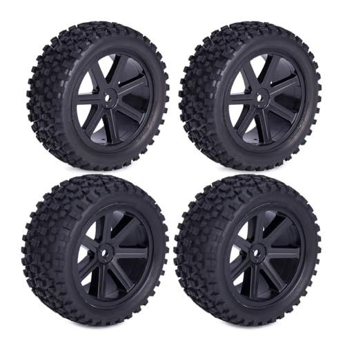 12mm Hex RC Buggy Wheels and Tires, 2.2'' Pre-Glued Out Dia. 3.5'' for 1/10 1/12 1/14 1/16 Off-Road Truck Upgrades, Set of 4