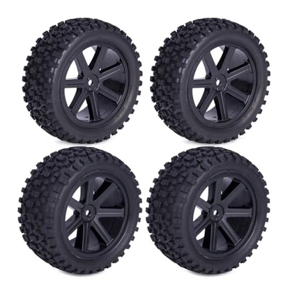 12mm Hex RC Buggy Wheels and Tires, 2.2'' Pre-Glued Out Dia. 3.5'' for 1/10 1/12 1/14 1/16 Off-Road Truck Upgrades, Set of 4