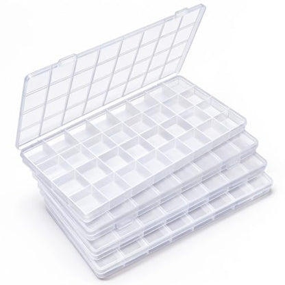 IOOLEEM Bead Organizer Box, 32 Grids 4 Pack Organizer Container Storage | Clear Plastic Dividers for bead arts and crafts for beading & jewelry storage & small items arts and crafts. - size: 32 Grids (4 pack)