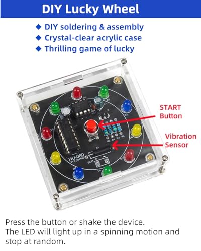 DIY Lucky Wheel Soldering Practice kit, Complete Soldering Project kit with Components, PCB & Enclosure, Perfect for Electronics Enthusiasts & Beginners,Advanced Version