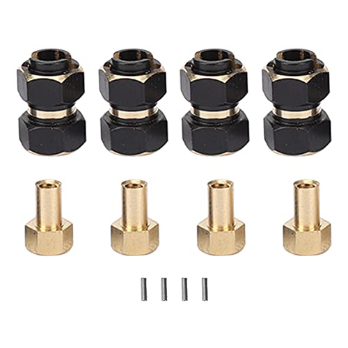 AYNEFY 10mm Brass Wheels Hex Hub Extension, Solid Brass Hex Drive Adapter 4PCS, 7mm Dia 3.5mm Center Aperture, Stable Fit for 1 18 RC Crawler Upgrade