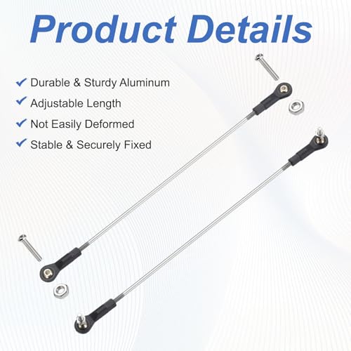 MECCANIXITY 2Pcs Adjustable Turnbuckles Camber Link, 284-294mm Turnbuckle Rod Steering Servo Linkage with M3 Ball Head Rod Ends for RC Car Replace Parts - size: 284-294mm
