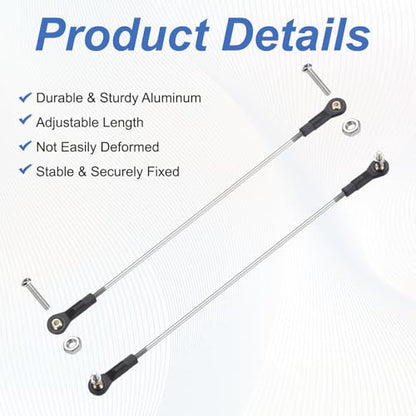 MECCANIXITY 4Pcs Adjustable Turnbuckles Camber Link, 284-294mm Turnbuckle Rod Steering Servo Linkage with M3 Ball Head Rod Ends for RC Car Replace Parts - size: 284-294mm