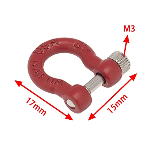 1:10 RC Tow Shackles D-Ring Trailer Buckles for 1/10 Scale RC Rock Crawler SCX10 Tamiya CC01 TRX4 D90 D110 RC Car Truck Accessories (4 PCS Red) - color: 4 Pcs Red