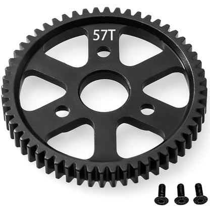 32P Spur Gear, 57T 0.8 Metric Pitch, Compatible with 32P, Hardened Steel 57 Tooth 0.8M Spur Main Gear for 1/10 TRAXXAS Ford Rustler Slash Stampede 4X4 Summit T-Maxx E-REVO Jato Arrma - size: M0.8-Spur Gear-57T