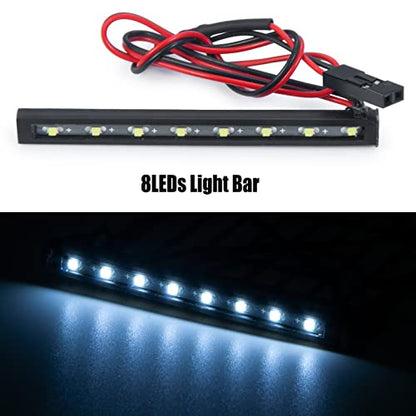 RCLIONS Stainless Steel RC Roof Rack with LED Light Bar for Axial SCX24 AXI00002 JLU CRC 1/24th RC Crawler Truck Car