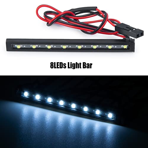 Stainless Steel RC Roof Rack with LED Light Bar for Axial SCX24 AXI00002 JLU CRC 1/24th RC Crawler Truck Car
